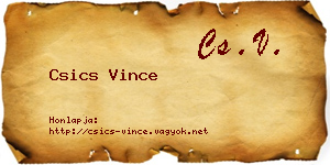 Csics Vince névjegykártya